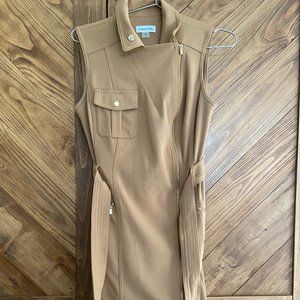 calvin klein tan khaki sleveless moto dress, size 4